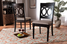 Felisa Sand Fabric Upholstered and Espresso Brown 2Pc Dining Chair Set - $3,073.06 MXN