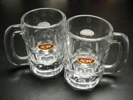 A&amp;W Miniature Mugs Set of Two Clear Glass Fluted Base Root Beer Since 1956 - £8.78 GBP