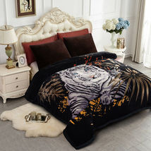 Black Tiger - Floral Animal Printed Blanket Warm Silky Mink Blanket King size - £111.48 GBP