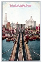 Vista Da Top Di Brooklyn Ponte New York Città Ny Nyc Unp Non Usato DB Cartolina - £9.93 GBP