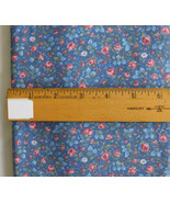 Fabric Peter Pan Fabrics, Small Scale Overall Floral Roses on Blue, 45 W... - £7.91 GBP