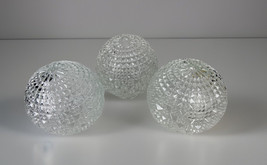 Lot Of 3 Crystal Light Globes Clear 6&quot; Diamond Point Cut Glass 3&quot; Fitter Vintage - £44.97 GBP