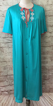 JC PENNEY VINTAGE MISSES MEDIUM ROBE NYLON NIGHTGOWN HOUSE COAT TURQUOISE - £29.88 GBP