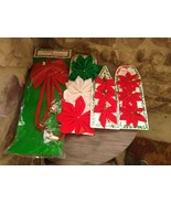 Lot of Vintage Christmas  Felt Pointettia Bows  Red Green white - £19.65 GBP