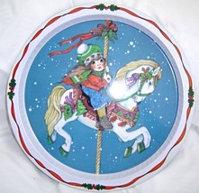 Carousel Horse and Girl Tin Platter Christmas - $12.95