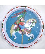 Carousel Horse and Girl Tin Platter Christmas - $12.95