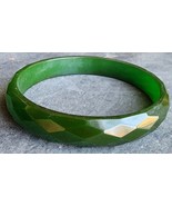 Vintage Bakelite Bangle Bracelet Semi Translucent Green Color - Faceted ... - £31.13 GBP