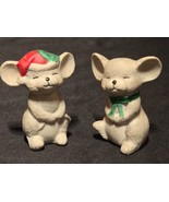 Vintage Gray Mice Pair Salt &amp; Pepper Shaker Set - Christmas Holidays Ani... - €9,42 EUR