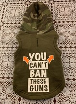 Dog Camo Green Hoodie Shirt You Cant Ban These Guns XXS Extra Extra Small - $12.99