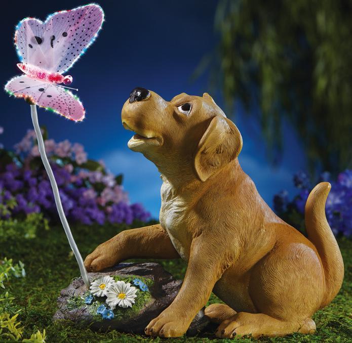 Puppy and Lighted Butterfly Garden Statue - $21.50