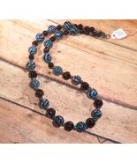 Necklace Bead Glass Black Gray 17.5&quot; Appx. New Handmade  - $12.00