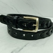 Black Pieced Woven Genuine Leather Link Belt Size 40 Mens  - £15.49 GBP