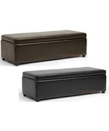 Modern Brown Or Black Leather Storage Ottoman Bench Foot Stool Designer New - $275.59 CAD
