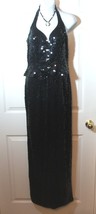 Niteline Della Roufogali Size 6 Black Long Sequinned Halter Top Dress Co... - $59.39