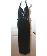 Niteline Della Roufogali Size 6 Black Long Sequinned Halter Top Dress Co... - $59.39