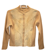 Designers Originals Studio Womens Leather Knit Jacket Tan Size M Vintage... - £26.10 GBP