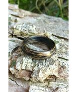 Bog Oak wood bent ring, Engraved pine trees, Bent wood ring - $2,376.16 MXN