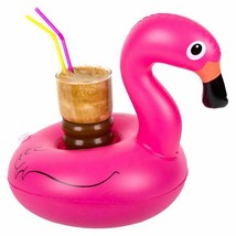 Inflatable Floating Drink Can Cup Holder Swimming Pool Beach Toy Pink Flamingo - £5.75 GBP