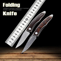 M390 Steel Damascus Snake wood Sharp Blade Mini Pocket Folding Knife - £50.76 GBP+