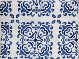 Kitchen Vinyl Tablecloth, 60&quot; Round (4-6 people) BLUE &amp; WHITE DESIGN, HS - £11.24 GBP