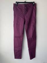 H&amp;M Divided Skinny Lace Front Jeans Burgundy Size 8 - $13.85