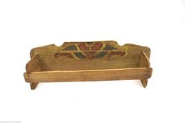 Antique Arts &amp; Crafts Tramp Art Tie or Towel Rack Hand Painted Wood Red ... - $22.72