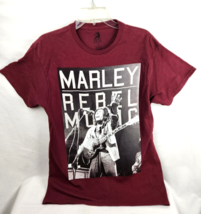 Bob Marley Rebel Music Red Maroon Zion T-Shirt Unisex SZ M 100% Cotton EUC - £9.74 GBP
