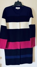 Calvin Klein Women&#39;s Striped Color Block Long Sweater Cardigan Zip Up Size XL - £19.36 GBP