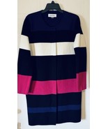 Calvin Klein Women&#39;s Striped Color Block Long Sweater Cardigan Zip Up Si... - £18.53 GBP