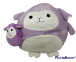 Goffa plush purple white round sheep lamb pillow holding baby soft squishy - £8.14 GBP