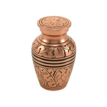 New, Solid Brass Copper Oak Keepsake Funeral Cremation Urn, 5 Cubic Inches - $1,126.07 MXN