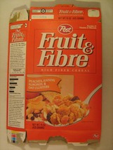POST Cereal Box 1993 FRUIT &amp; FIBRE Peaches Raisins Almonds Oat Clusters ... - £6.89 GBP