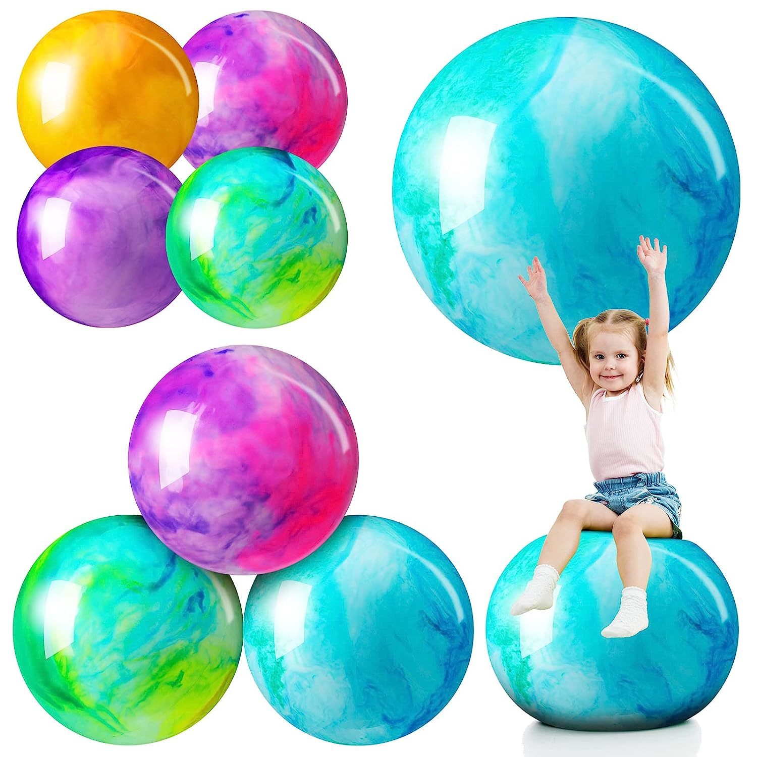 Primary image for 8 Pcs Marbleized Bouncy Balls For Kids Large Size Pvc Sensory Bouncing Balls Inf