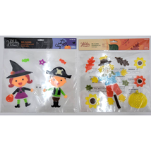 Holiday Living Gel Window Clings Halloween Scarecrow Pumpkins Ghost Kids 2 Pack - £7.99 GBP