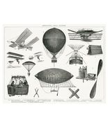 Steam Powered Vintage Flying Machines Art Poster Print 24 x 20 in - £23.55 GBP