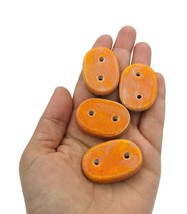 4 Pcs Handmade Ceramic Orange Flat 2 Hole Sewing Buttons For Coat Jacket... - $23.29