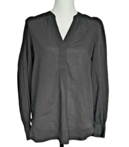 Loft Tunic Top V Neck Black Lightweight Long Sleeve Size M Career Casual - $14.82