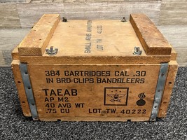 TAEAB Military Wood Ammo Box .30 Cal 384 Cartridges 8RD Clips Bandoleers... - £61.20 GBP