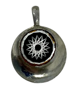 Mid-Century Modern Atomic Pendant – Black &amp; Silver Laser Engraved Charm ... - $12.99