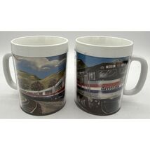 2pcs Vtg Thermo-Serv 12oz Plastic Travel Mugs AMTRAK Train Winding Throu... - $32.30