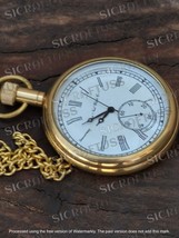 Reloj de bolsillo Elgin de latón grabado antiguo con cadena Regalo vintage... - $23.45