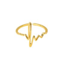 Stainless Steel Wave Rings For Women Gold Silver Color ECG Ring Wedding ... - £19.98 GBP