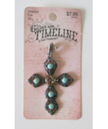BEAD TREASURES The Gilded Age Timeline Faux Turquoise 2&quot; Cross/Crucifix ... - £7.78 GBP