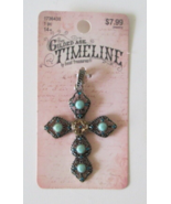 BEAD TREASURES The Gilded Age Timeline Faux Turquoise 2&quot; Cross/Crucifix ... - $13.48 CAD