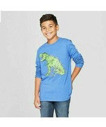 Cat &amp; Jack Boys’ Christmas Lights T-Rex Dino Long Sleeve Graphic Tee siz... - $5.53