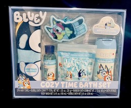 Bluey Cozy Time Bath Set: Bluey Towel Bubble Bath Bath Bomb Sponge Confe... - £14.86 GBP