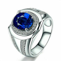 1.00 Carat Oval Cut Blue Sapphire Wedding Engagement Ring 14k White Gold Finish - £75.32 GBP