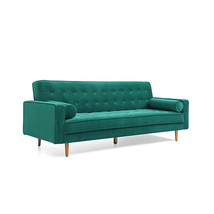 Marcella Velvet Fabric Modern 3 Seater Sofa Bed in Green &amp; Black Colour - £510.40 GBP