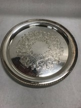 14 in. Round Silver plate Rogers Simon george  platter Vintage etch - £29.25 GBP