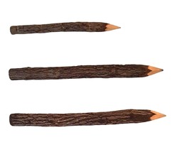 3 Natural Wood Tree Bark Pencils Hand Sharpen - £14.93 GBP